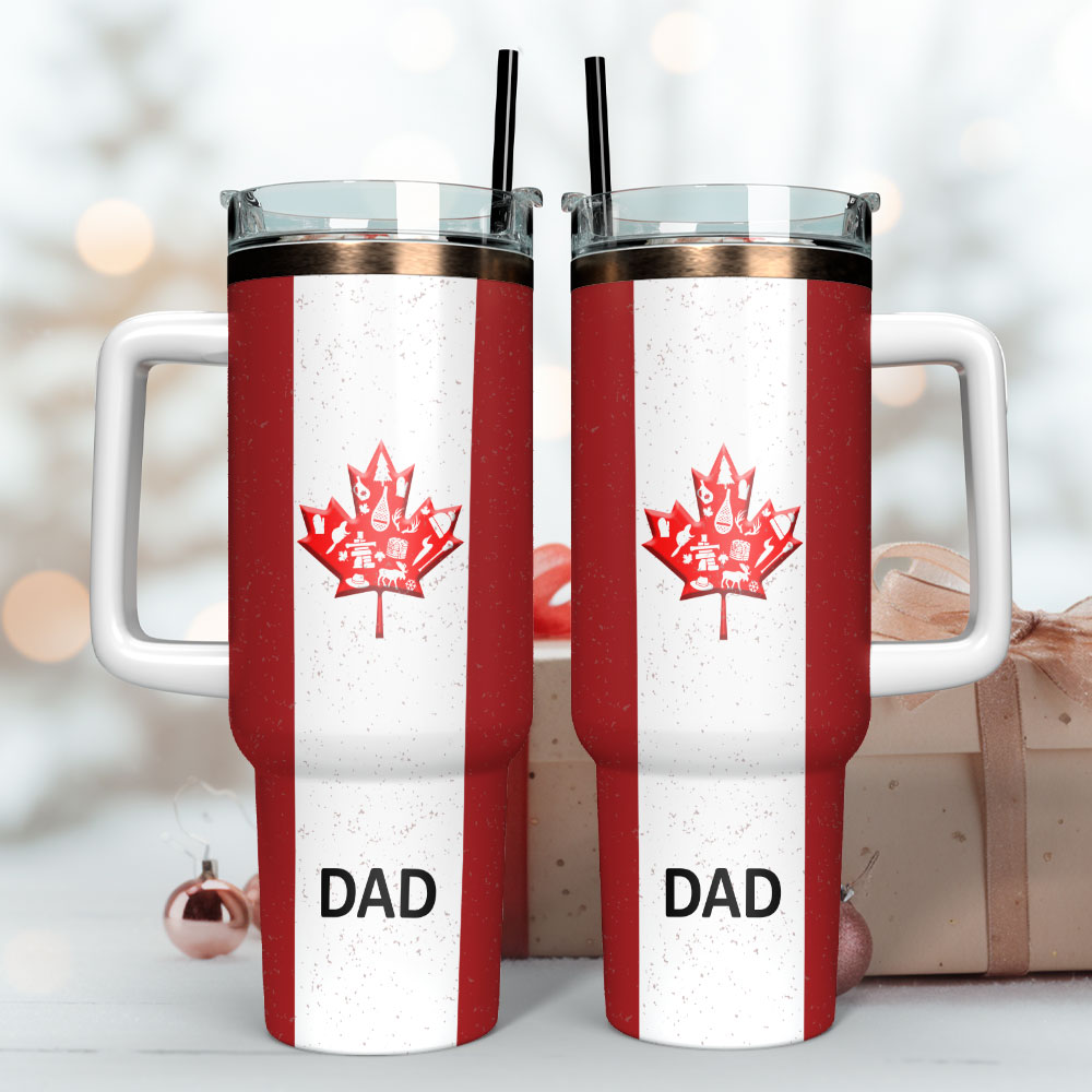 Maple Leaf Symbol Of Canada Custom Stanley Quencher 40oz Stainless Steel Tumbler With Handle