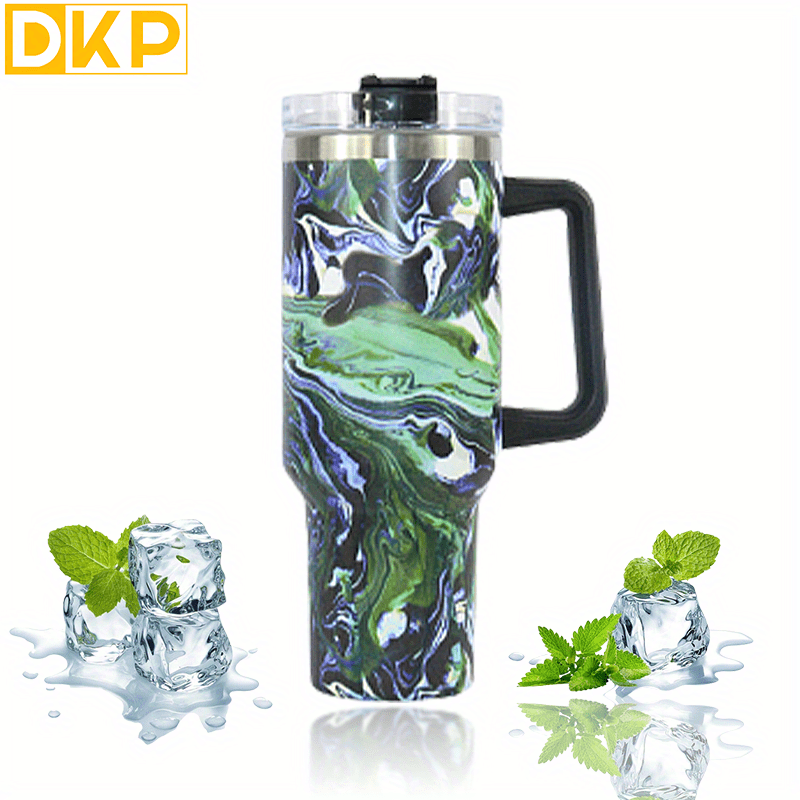Marble Custom Stanley Quencher 40oz Stainless Steel Tumbler With Handle