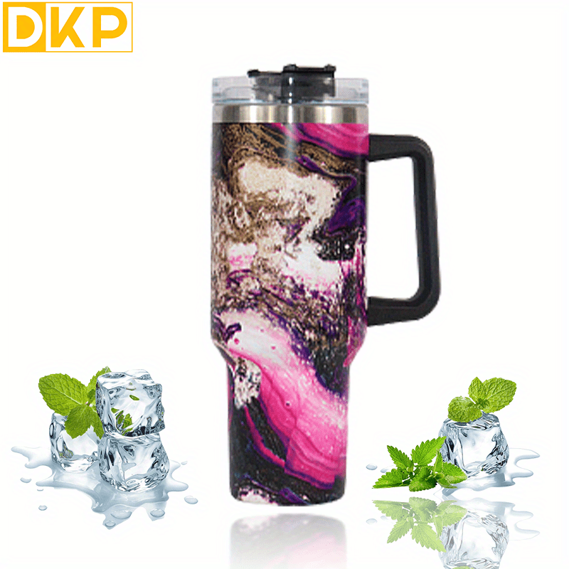 Marble Custom Stanley Quencher 40oz Stainless Steel Tumbler With Handle