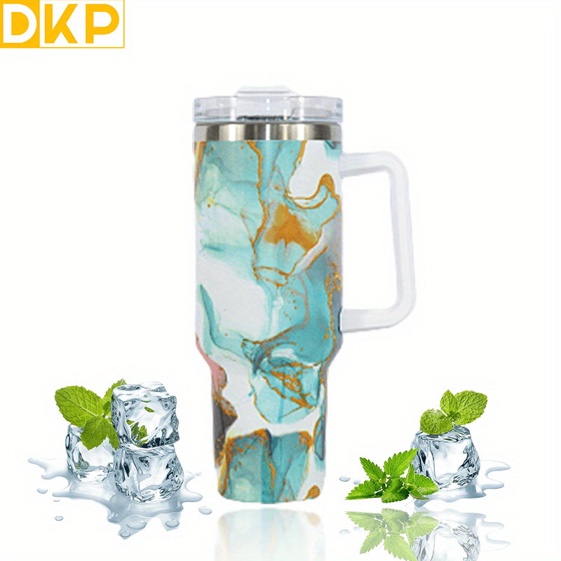 Marble Custom Stanley Quencher 40oz Stainless Steel Tumbler With Handle