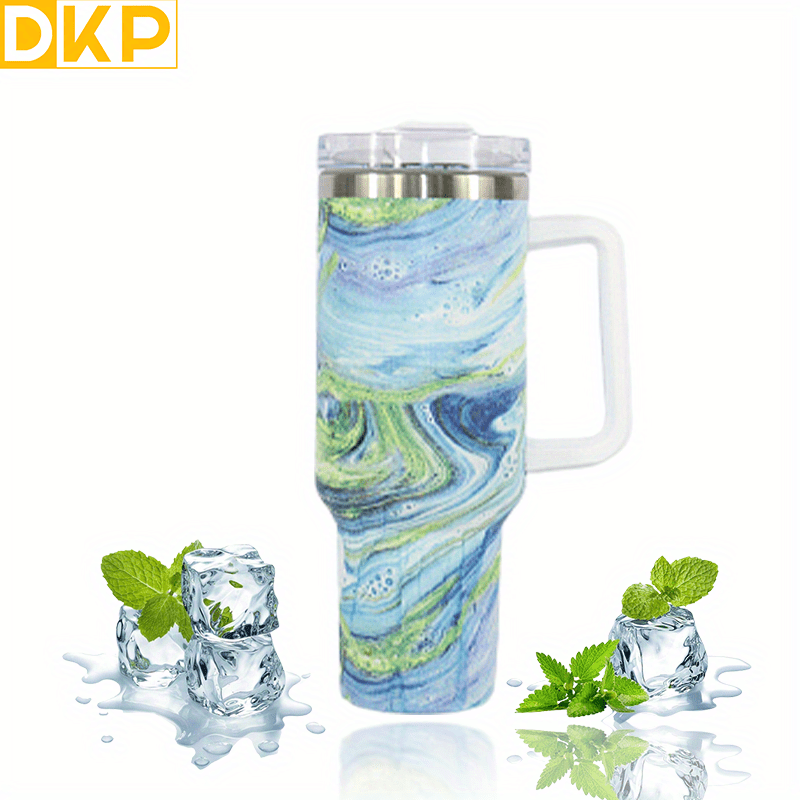 Marble Custom Stanley Quencher 40oz Stainless Steel Tumbler With Handle