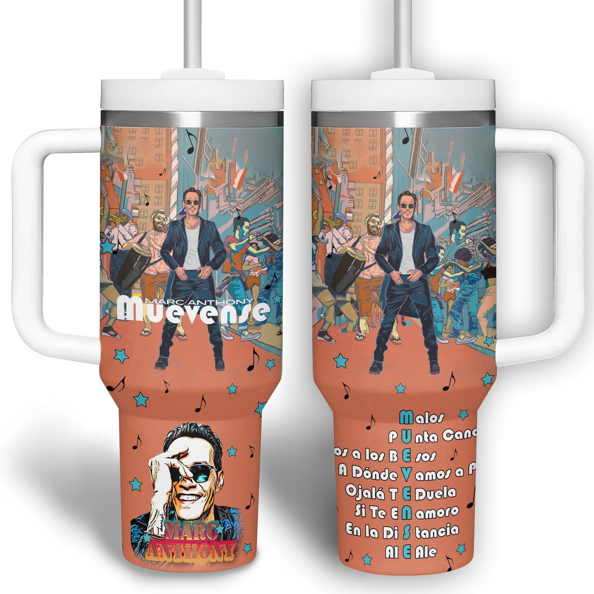 Marc Anthony Music Custom Stanley Quencher 40oz Stainless Steel Tumbler With Handle