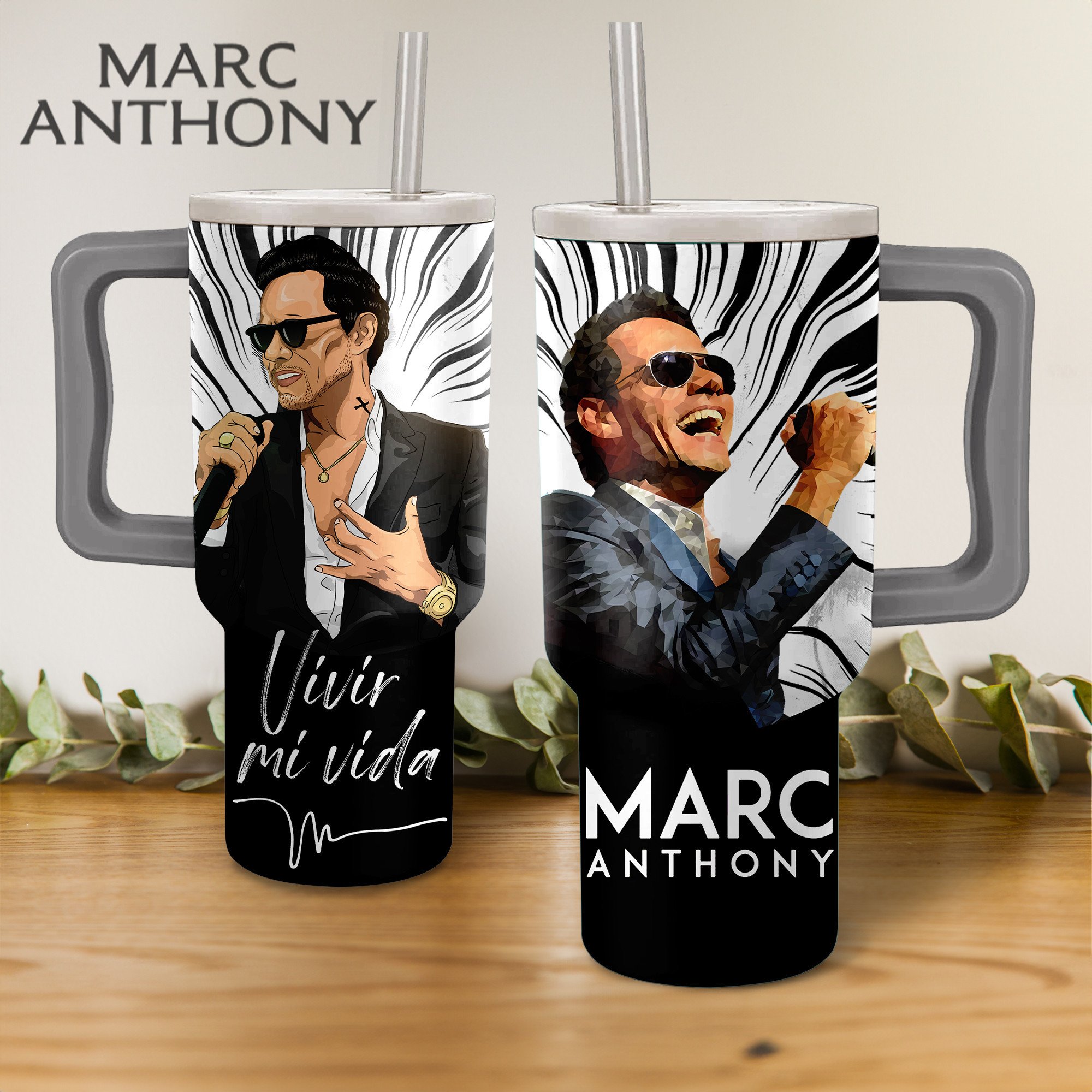 Marc Anthony Music Custom Stanley Quencher 40oz Stainless Steel Tumbler With Handle
