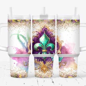 Mardi Gras Custom Stanley Quencher 40oz Stainless Steel Tumbler With Handle