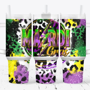 Mardi Gras Custom Stanley Quencher 40oz Stainless Steel Tumbler With Handle
