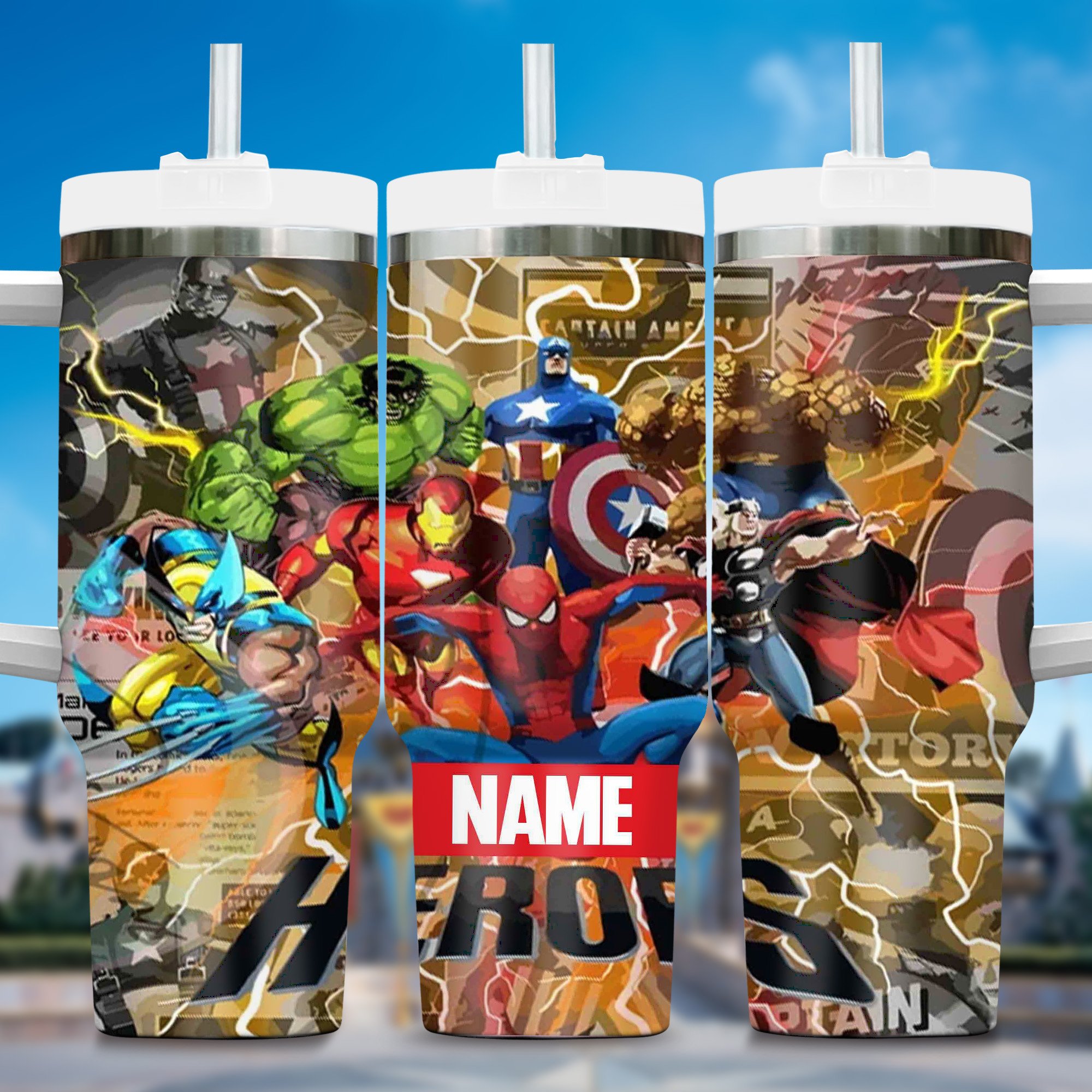 Marvel avengers Movies Custom Stanley Quencher 40oz Stainless Steel Tumbler With Handle
