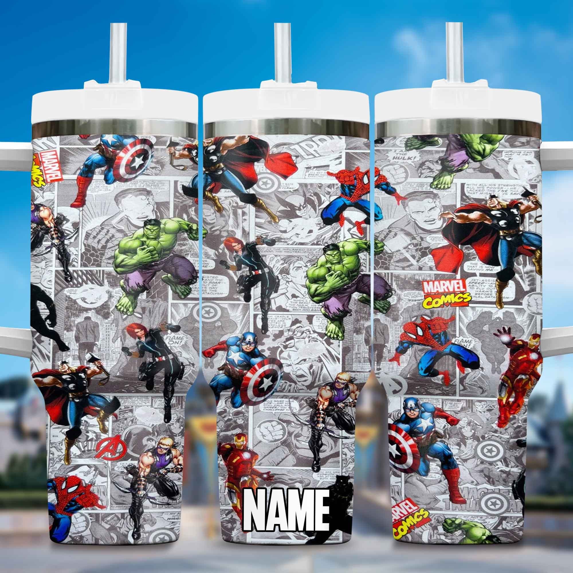 Marvel avengers Movies Custom Stanley Quencher 40oz Stainless Steel Tumbler With Handle
