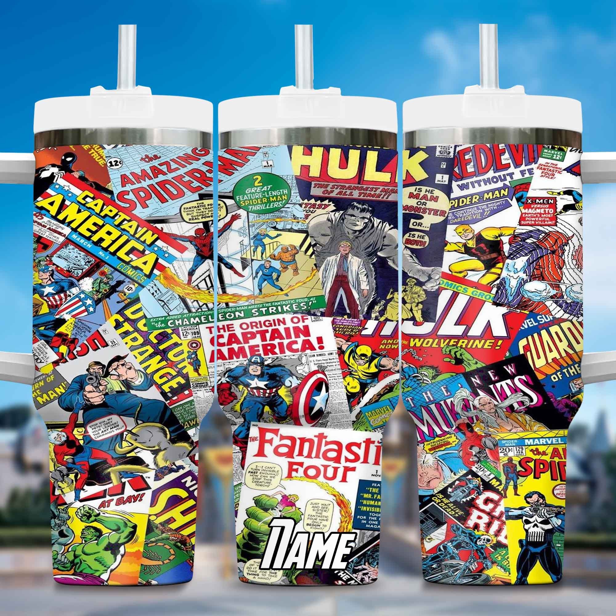 Marvel avengers Movies Custom Stanley Quencher 40oz Stainless Steel Tumbler With Handle