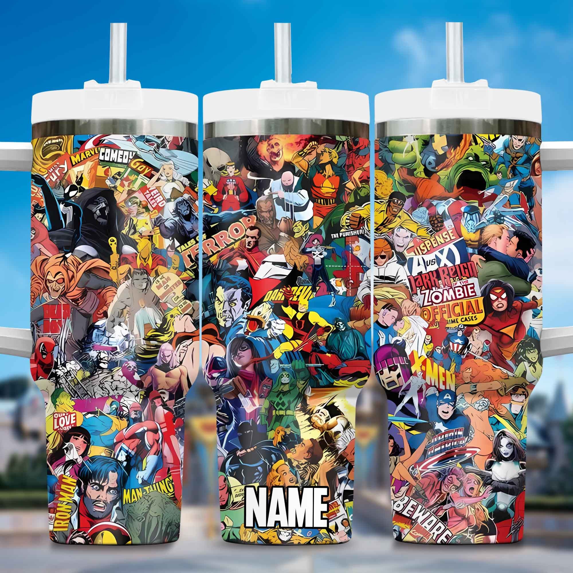 Marvel Comics Movies Custom Stanley Quencher 40oz Stainless Steel Tumbler With Handle