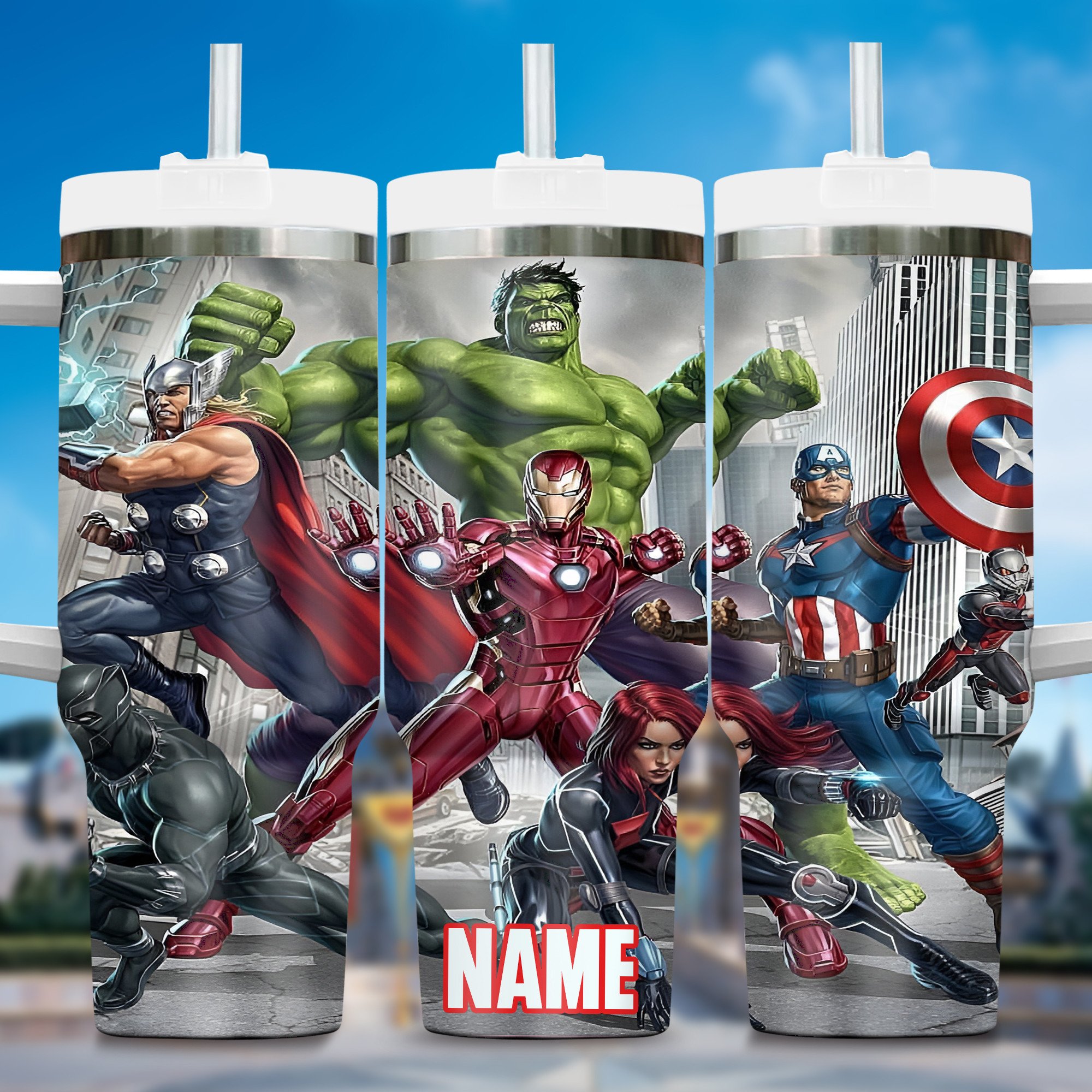 Marvel Heroes Movies Custom Stanley Quencher 40oz Stainless Steel Tumbler With Handle
