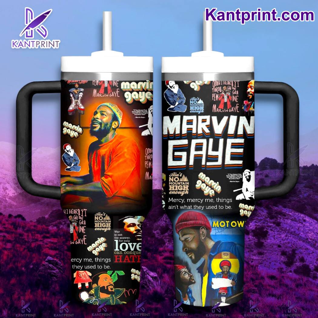 Marvin Gaye Music Custom Stanley Quencher 40oz Stainless Steel Tumbler With Handle