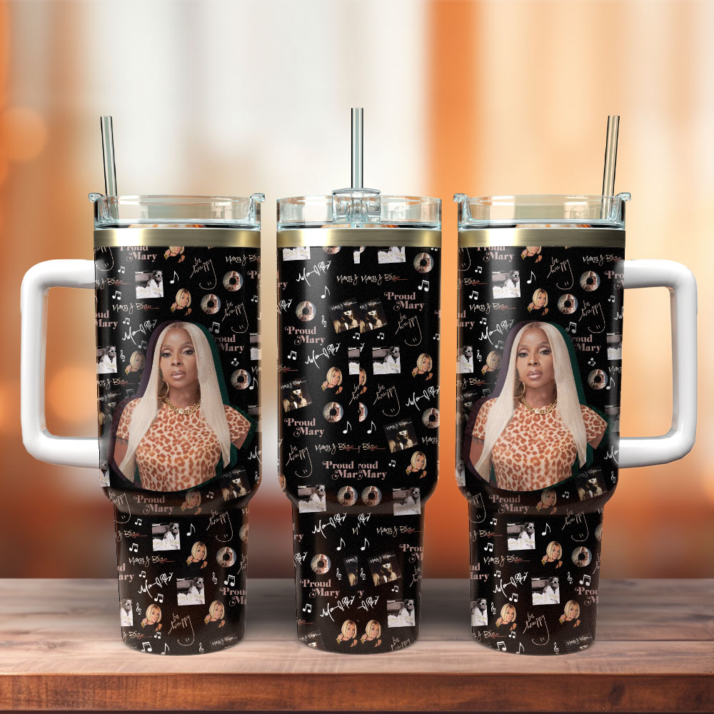 Mary J. Blige Music Custom Stanley Quencher 40oz Stainless Steel Tumbler With Handle