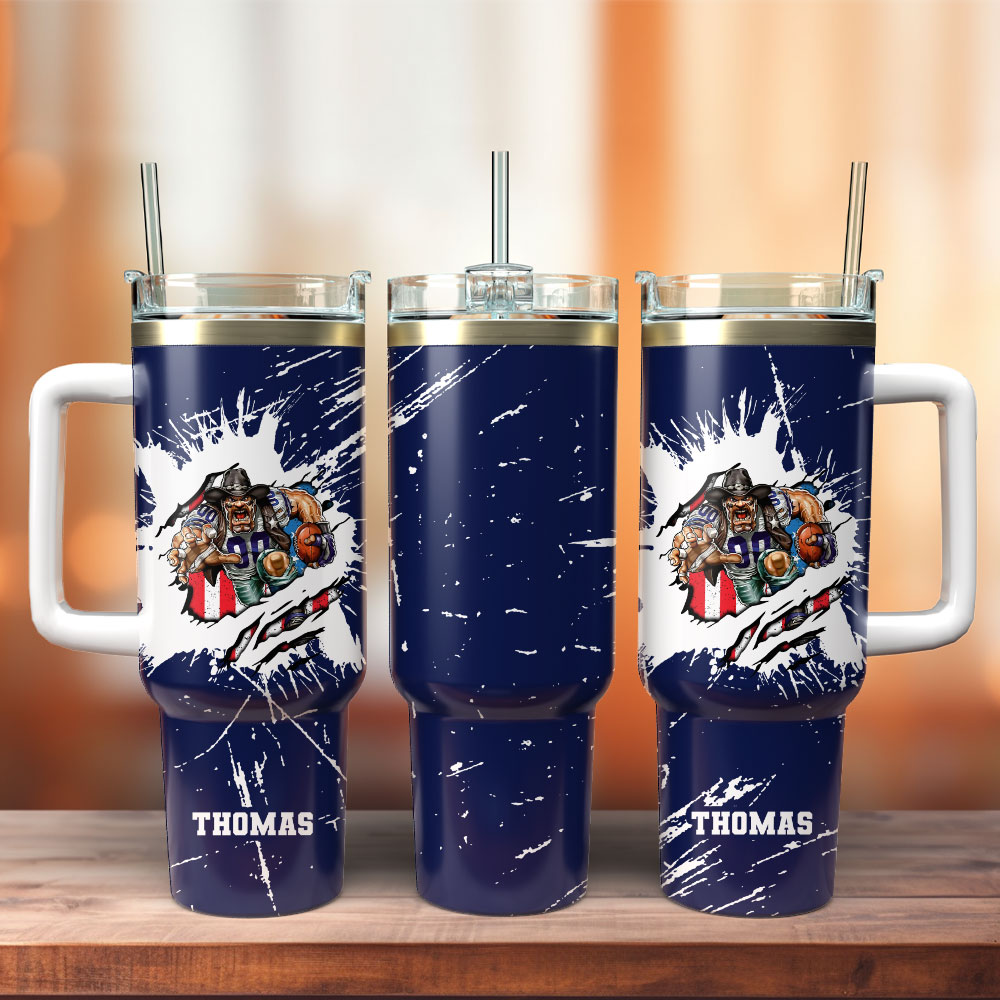 Mascot Dallas Cowboys Football NFL Sport Custom Stanley Quencher 40oz Stainless Steel Tumbler With Handle