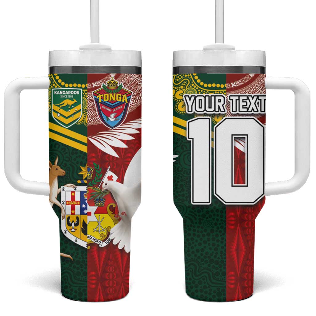Mate Ma'a Tonga and Australia Kangaroo Nation Seal Custom Stanley Quencher 40oz Stainless Steel Tumbler With Handle