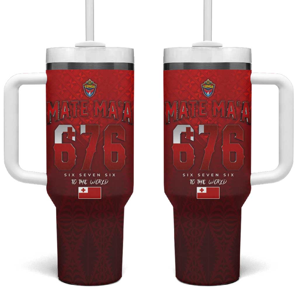 Mate Ma'a Tonga Rugby Six Seven Six to The World Custom Stanley Quencher 40oz Stainless Steel Tumbler With Handle