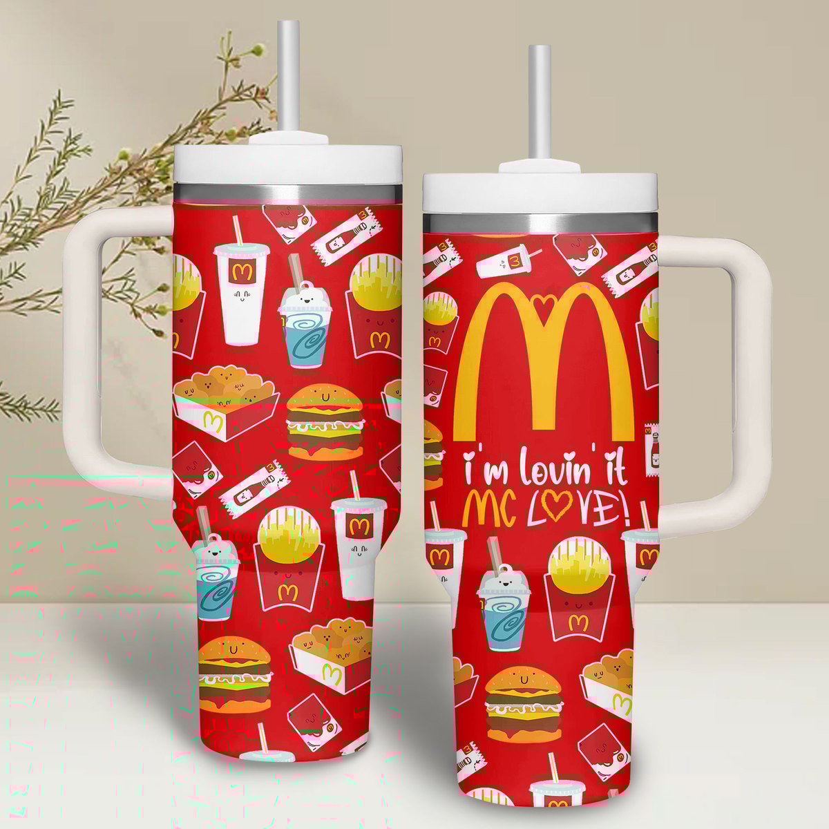 McDonald's Food Custom Stanley Quencher 40oz Stainless Steel Tumbler With Handle