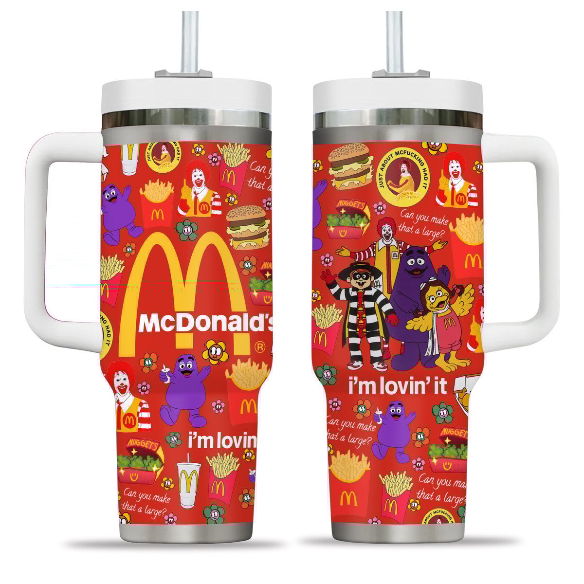McDonald's Food Custom Stanley Quencher 40oz Stainless Steel Tumbler With Handle