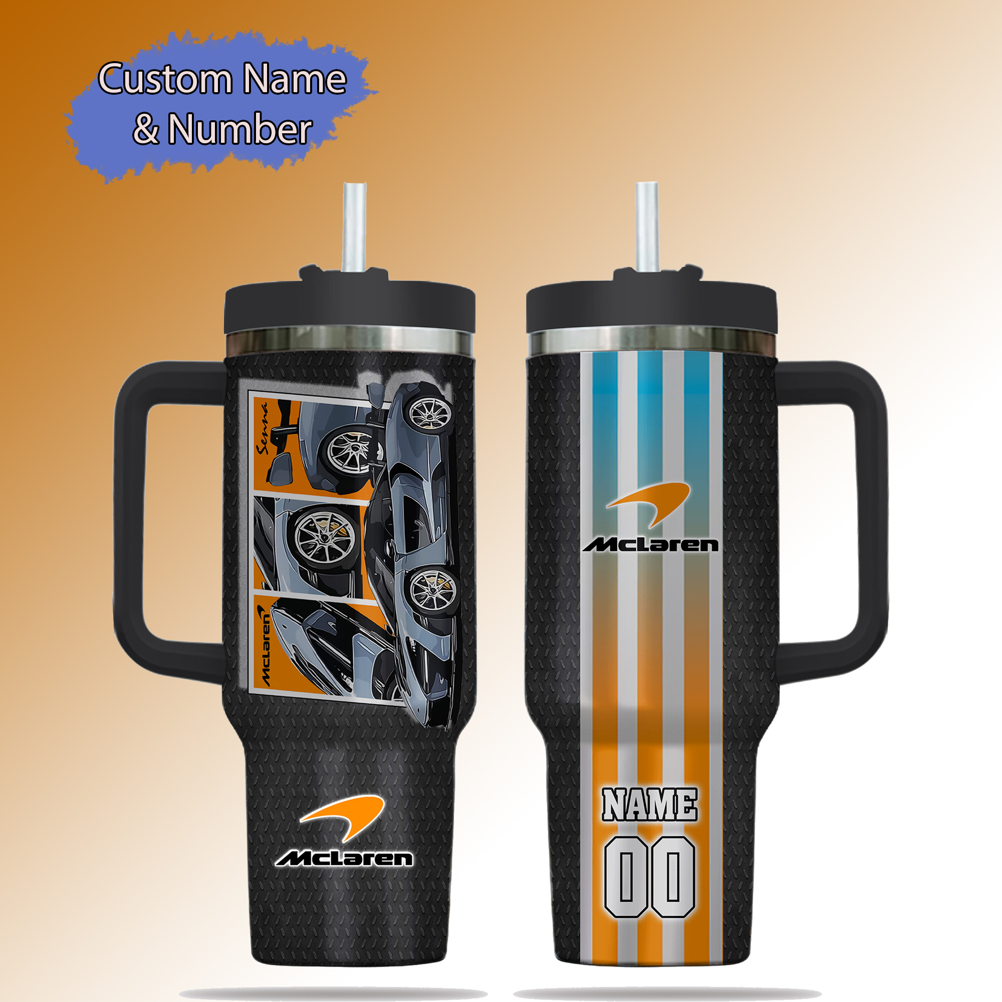 McLaren Car Custom Stanley Quencher 40oz Stainless Steel Tumbler With Handle