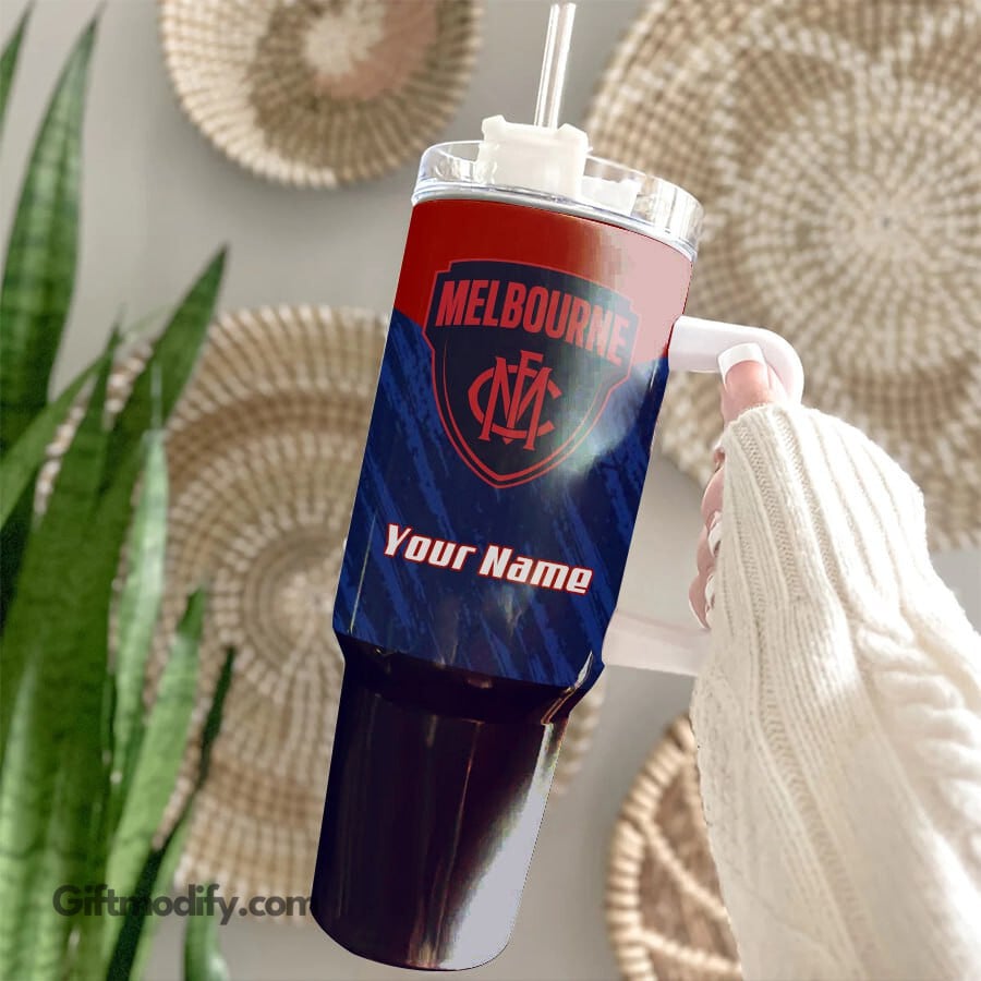 Melbourne Demons AFL Custom Stanley Quencher 40oz Stainless Steel Tumbler With Handle