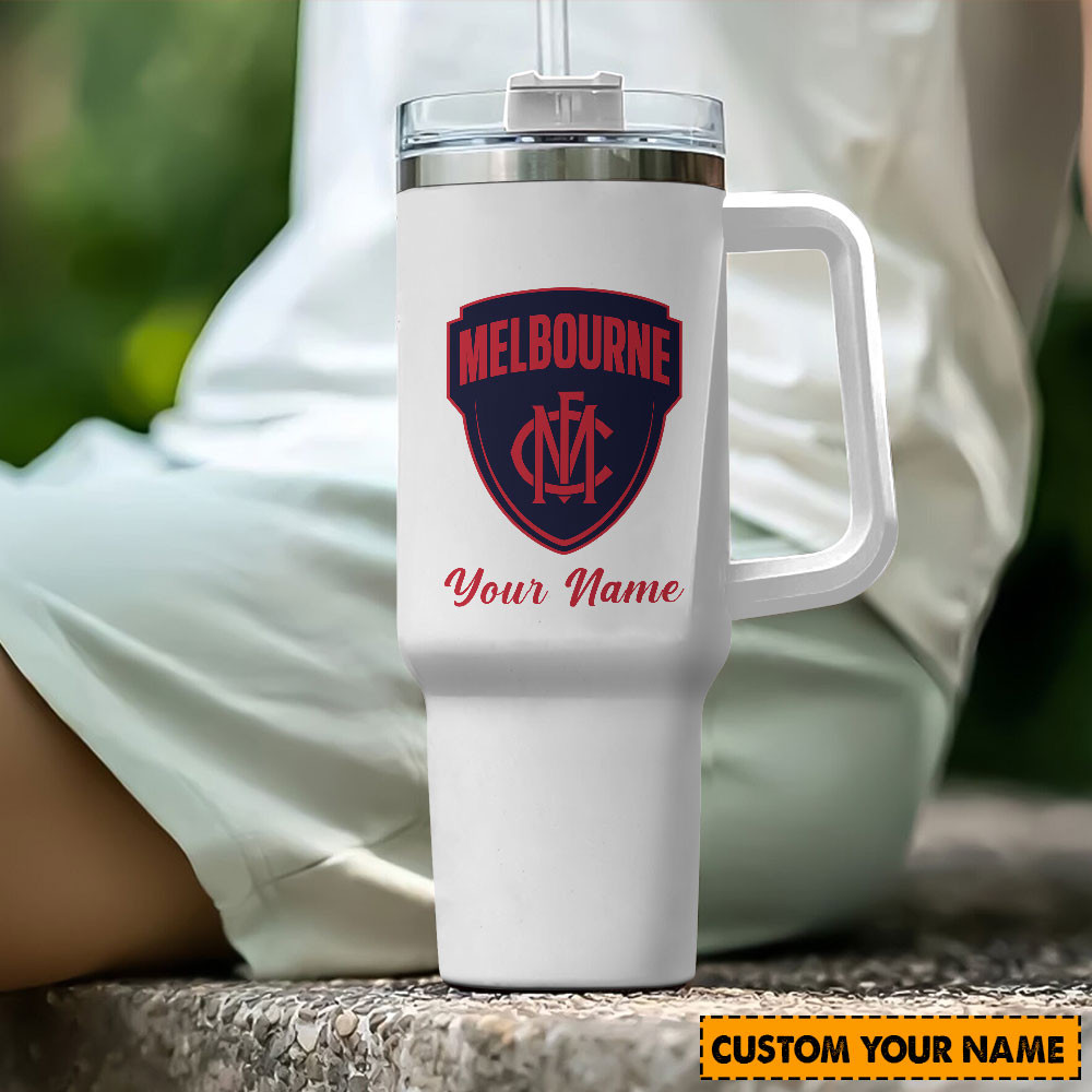 Melbourne Demons AFL Custom Stanley Quencher 40oz Stainless Steel Tumbler With Handle