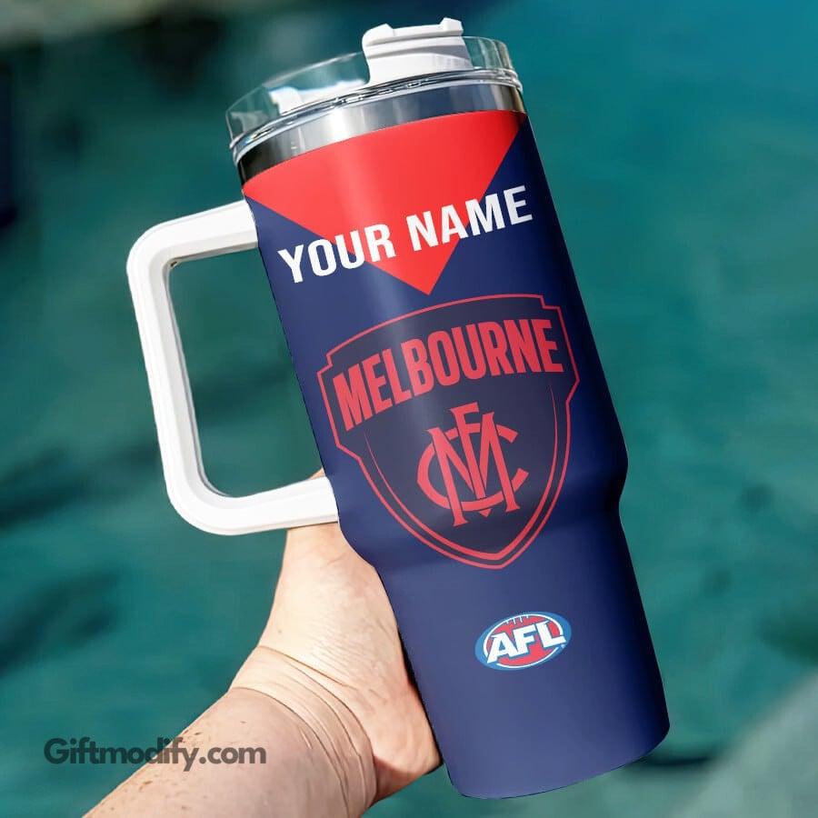 Melbourne Demons AFL Custom Stanley Quencher 40oz Stainless Steel Tumbler With Handle