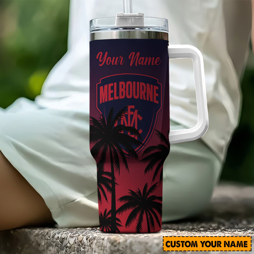 Melbourne Demons AFL Custom Stanley Quencher 40oz Stainless Steel Tumbler With Handle