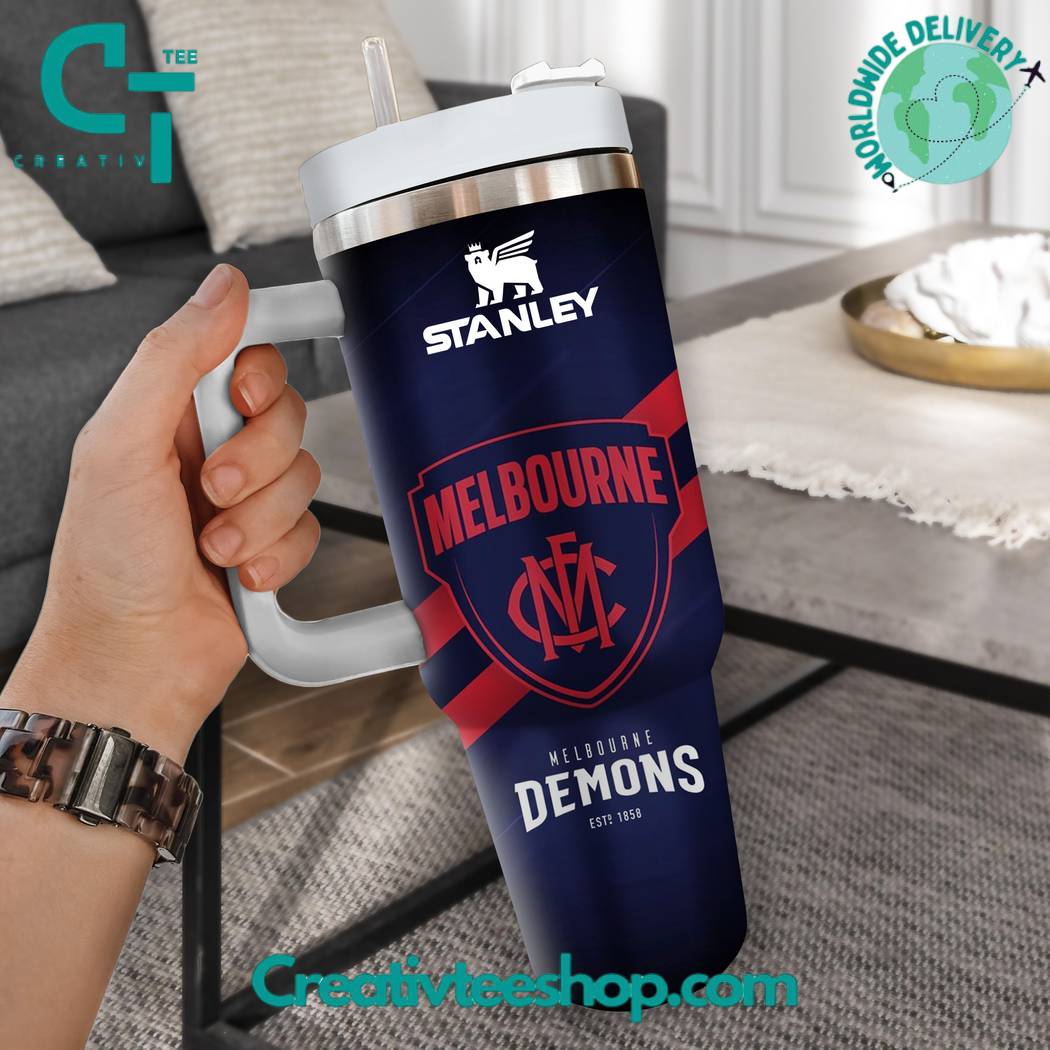 Melbourne Demons AFL Custom Stanley Quencher 40oz Stainless Steel Tumbler With Handle