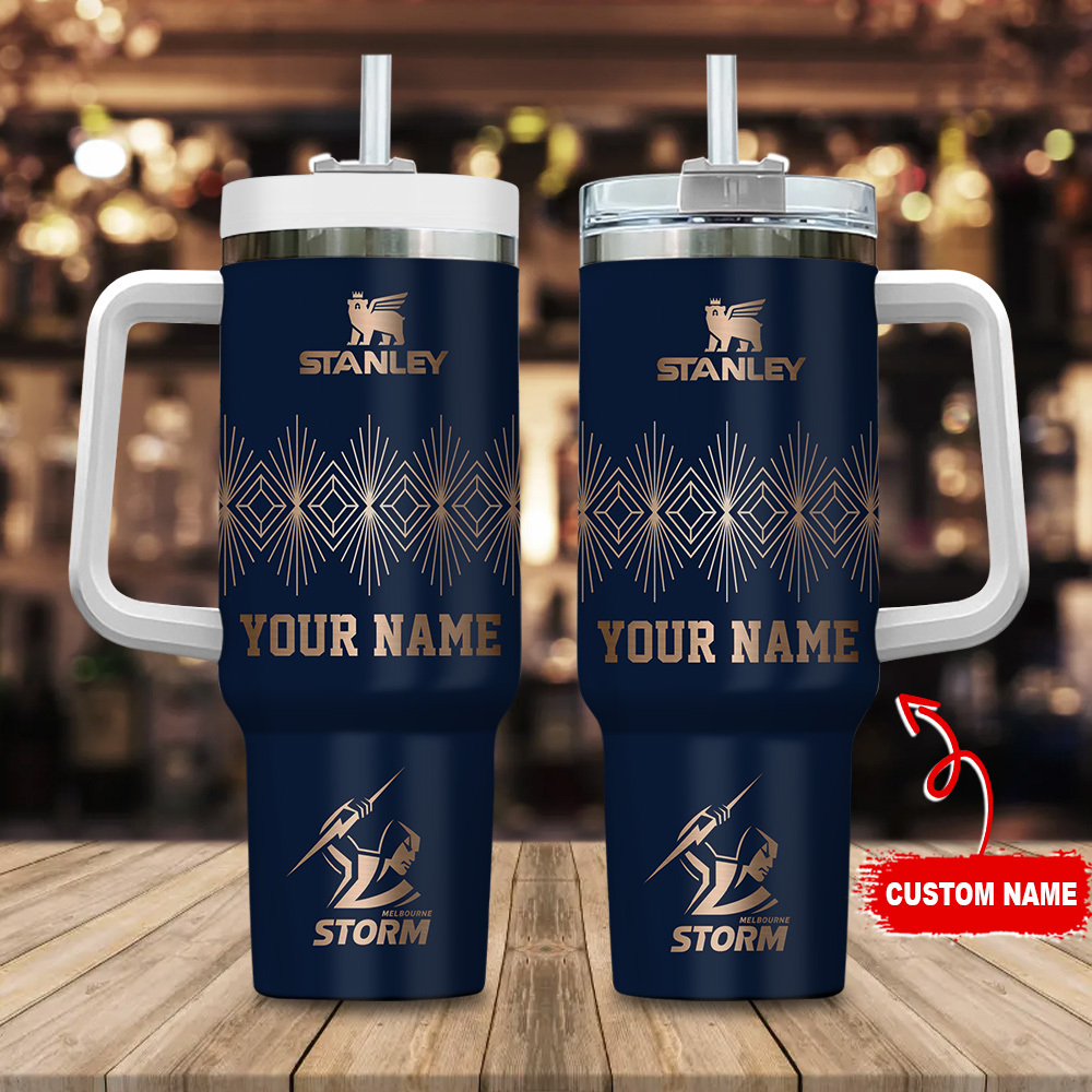 Melbourne Storm NRL Custom Stanley Quencher 40oz Stainless Steel Tumbler With Handle