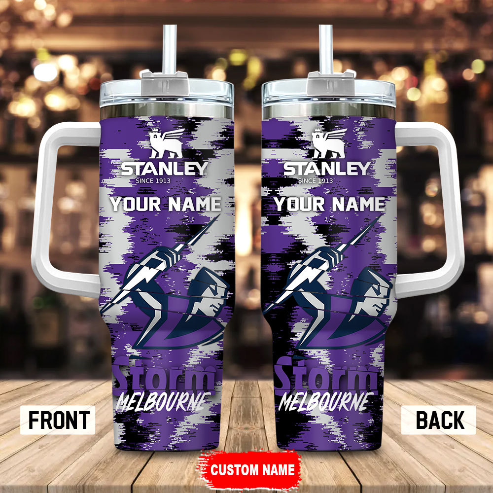 Melbourne Storm NRL Custom Stanley Quencher 40oz Stainless Steel Tumbler With Handle