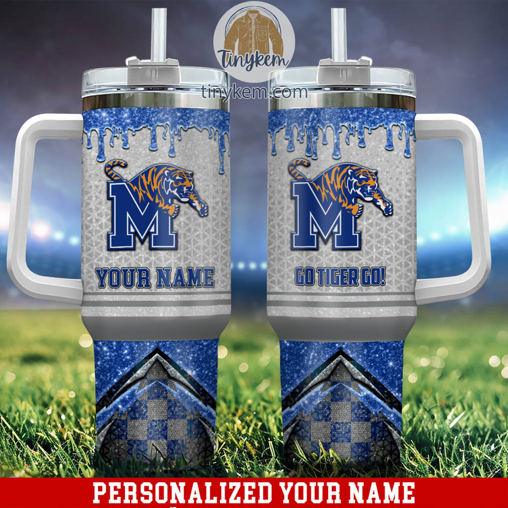 Memphis Tigers Glitter NCAA Custom Stanley Quencher 40oz Stainless Steel Tumbler With Handle
