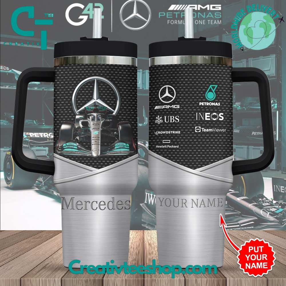 Mercedes Car Custom Stanley Quencher 40oz Stainless Steel Tumbler With Handle
