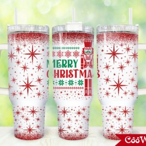 Merry Christmas Custom Stanley Quencher 40oz Stainless Steel Tumbler With Handle