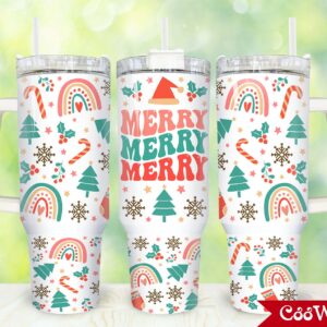 Merry Christmas Custom Stanley Quencher 40oz Stainless Steel Tumbler With Handle
