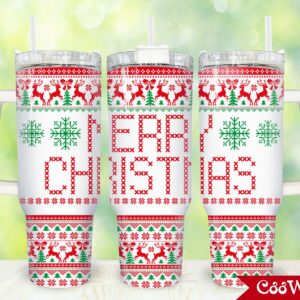 Merry Christmas Custom Stanley Quencher 40oz Stainless Steel Tumbler With Handle