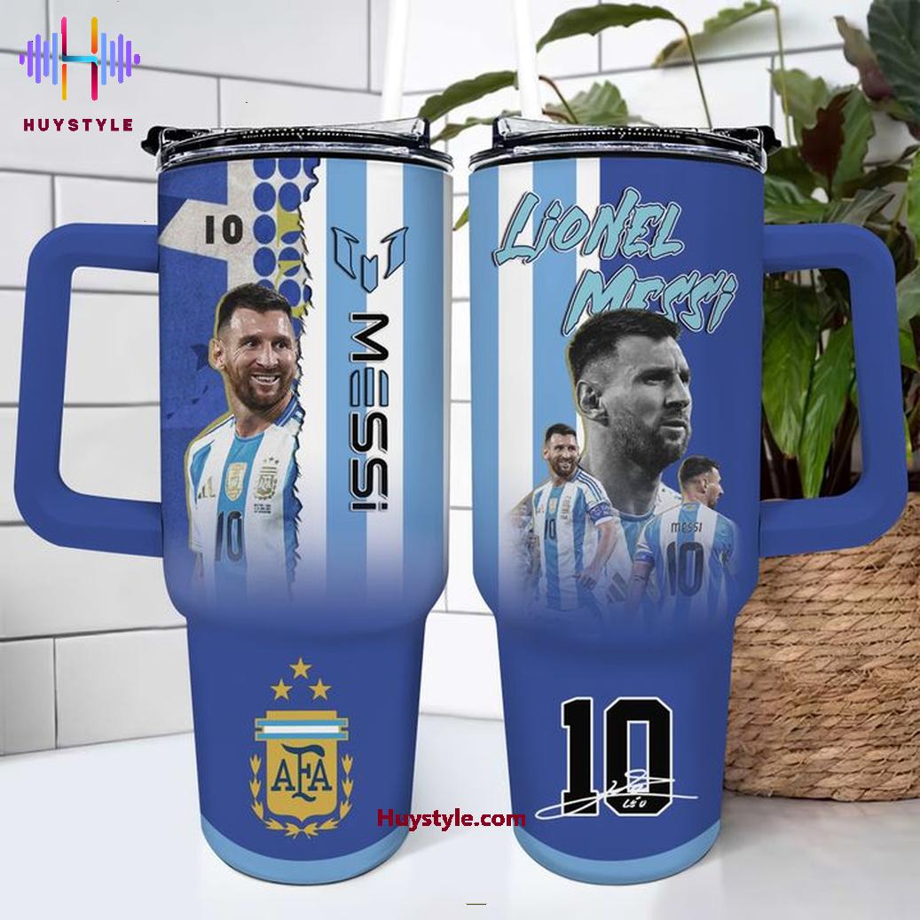 Messi Soccer Custom Stanley Quencher 40oz Stainless Steel Tumbler With Handle