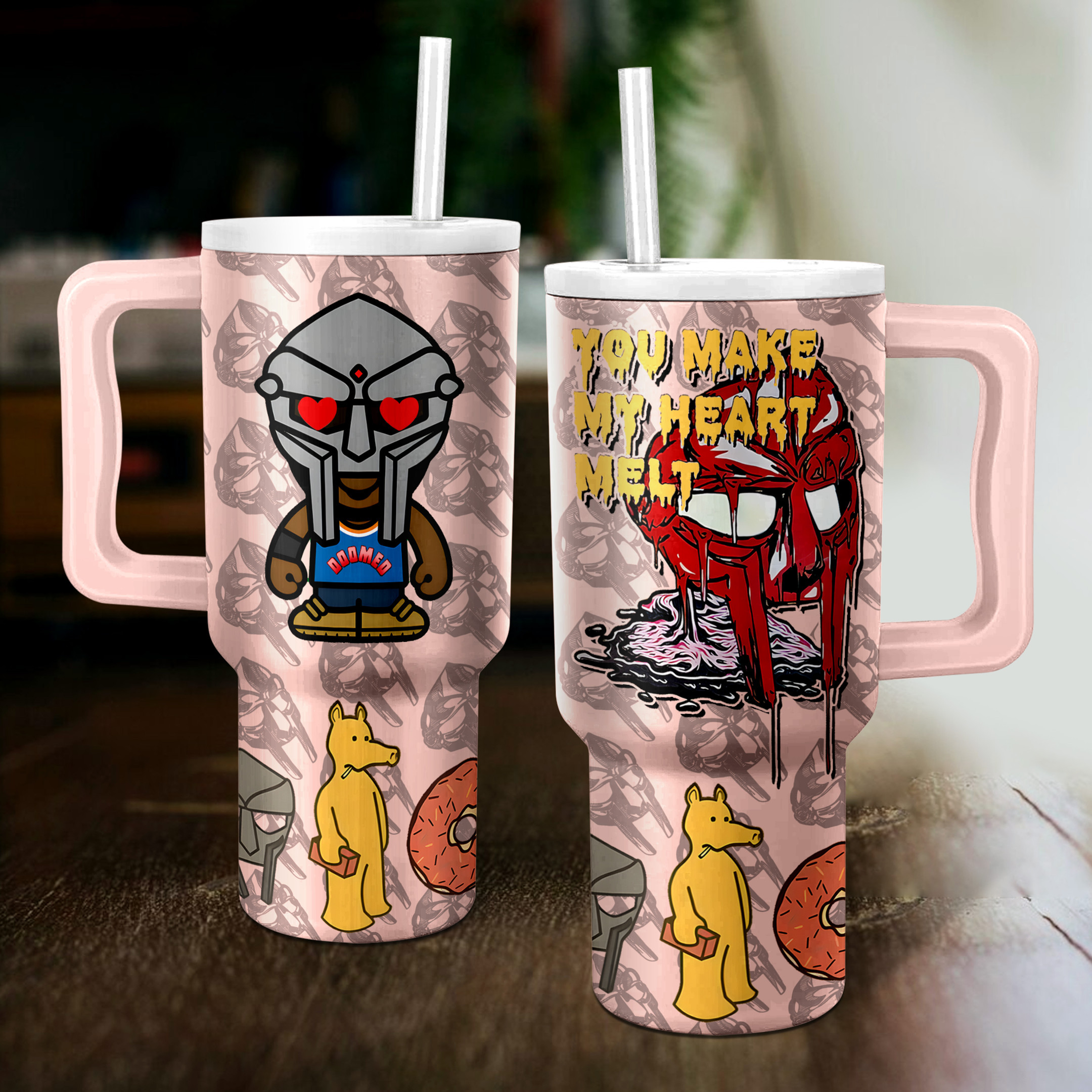 MF Doom Music Custom Stanley Quencher 40oz Stainless Steel Tumbler With Handle