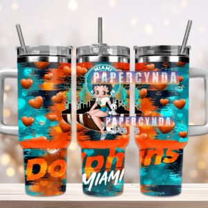 Miami Dolphins Custom Stanley Quencher 40oz Stainless Steel Tumbler With Handle