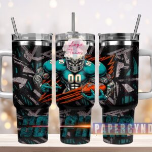 Miami Dolphins Custom Stanley Quencher 40oz Stainless Steel Tumbler With Handle