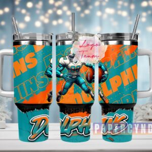 Miami Dolphins Custom Stanley Quencher 40oz Stainless Steel Tumbler With Handle