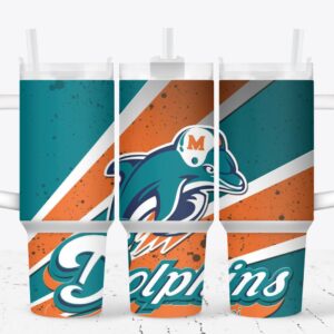 Miami Dolphins Football NFL Custom Stanley Quencher 40oz Stainless Steel Tumbler With Handle