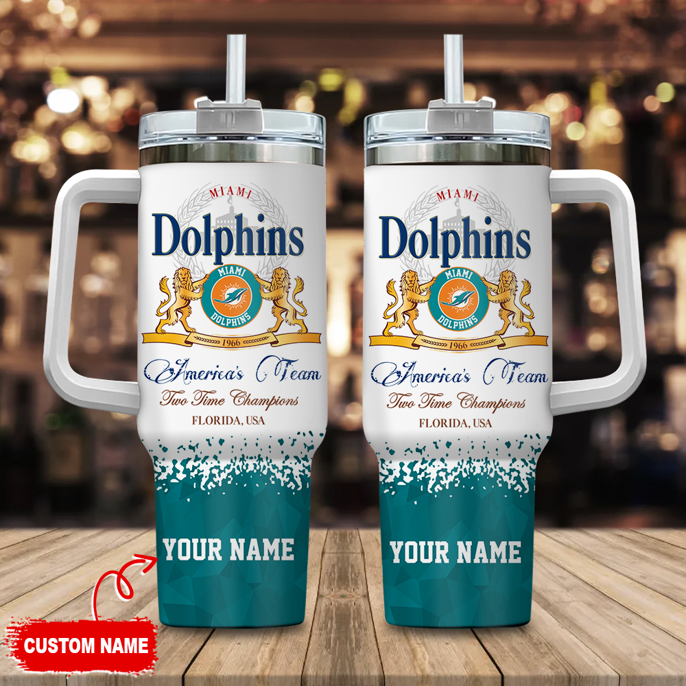 Miami Dolphins NFL Champions Modelo Custom Stanley Quencher 40oz Stainless Steel Tumbler With Handle