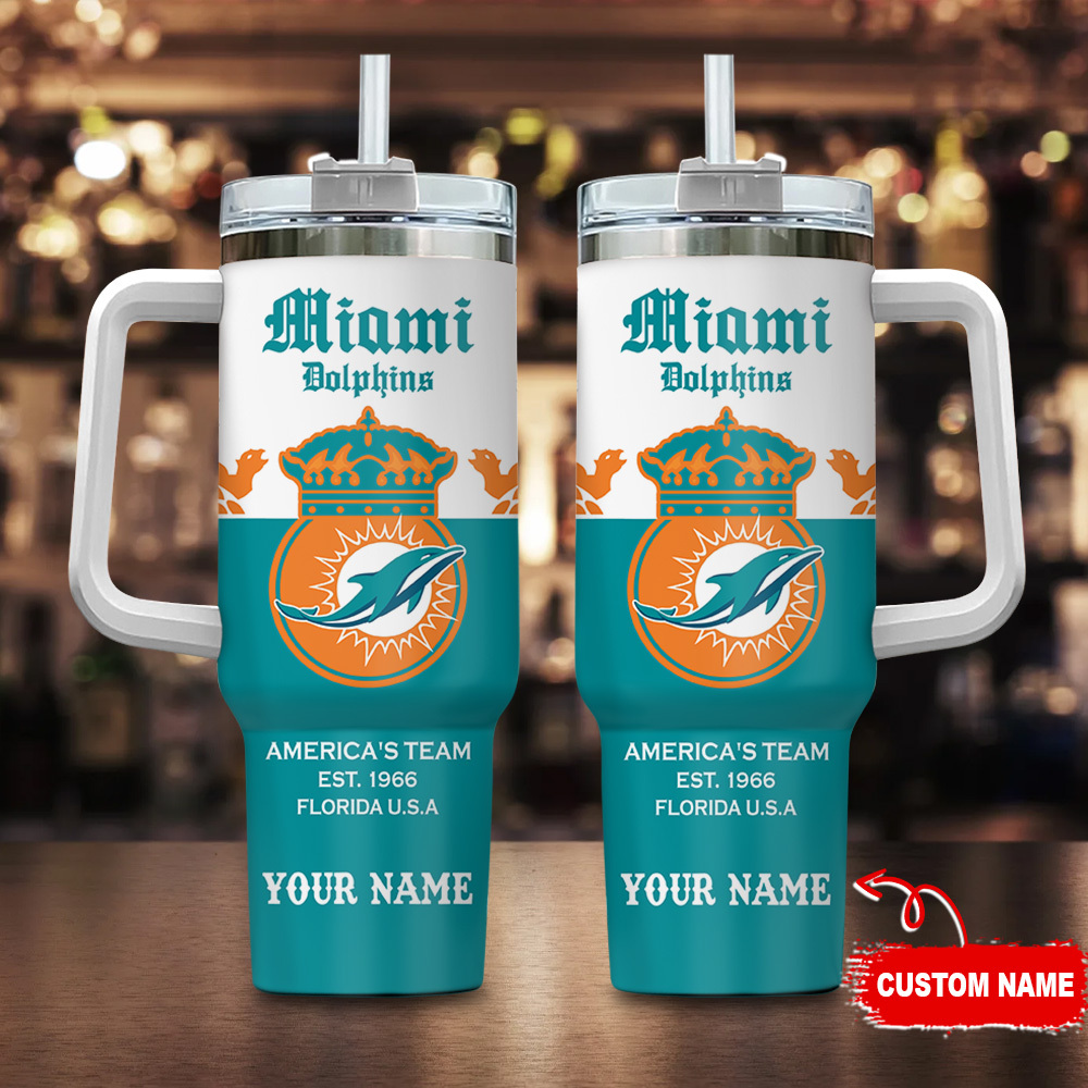 Miami Dolphins NFL Corona Extra Custom Stanley Quencher 40oz Stainless Steel Tumbler With Handle