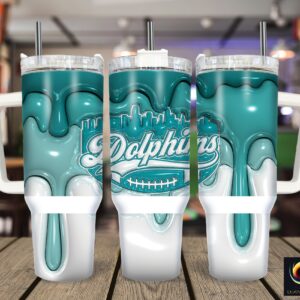 Miami Dolphins NFL Custom Stanley Quencher 40oz Stainless Steel Tumbler With Handle