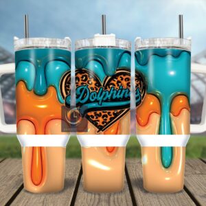 Miami Dolphins NFL Custom Stanley Quencher 40oz Stainless Steel Tumbler With Handle