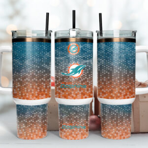 Miami Dolphins NFL Custom Stanley Quencher 40oz Stainless Steel Tumbler With Handle