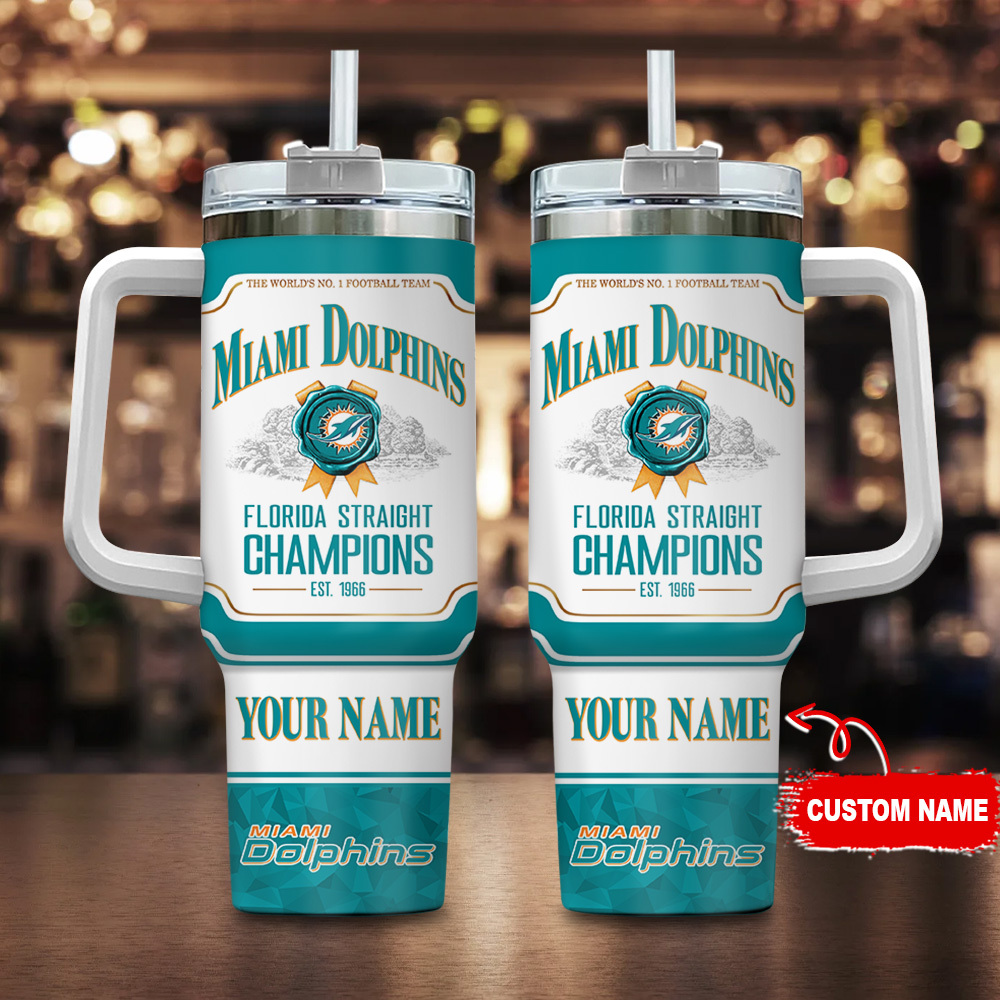 Miami Dolphins NFL Jim Beam Custom Stanley Quencher 40oz Stainless Steel Tumbler With Handle