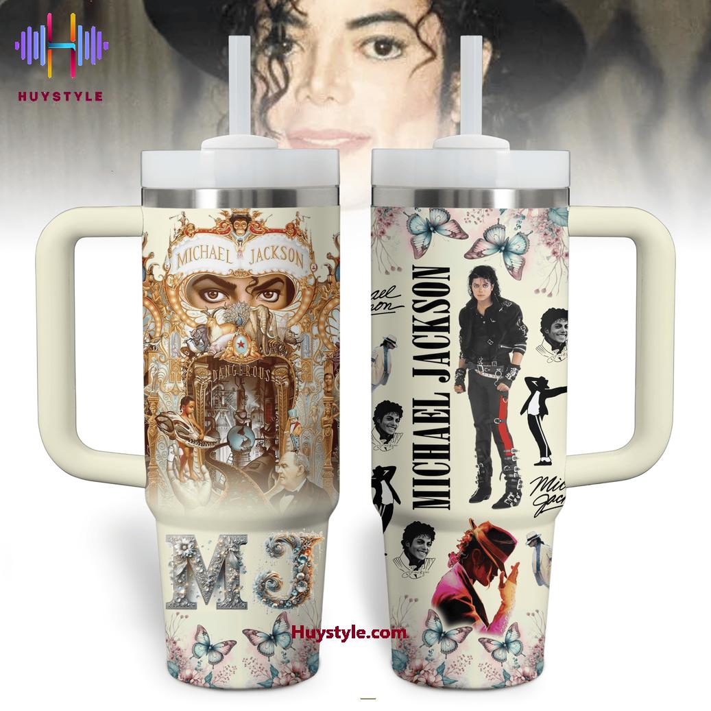 Michael Jackson Music Custom Stanley Quencher 40oz Stainless Steel Tumbler With Handle