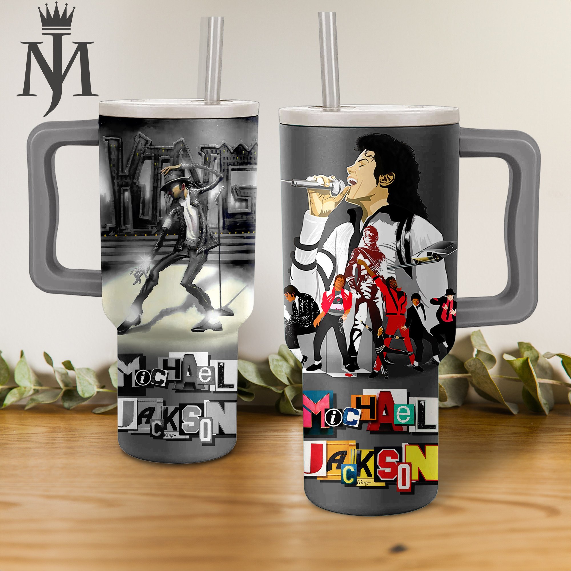 Michael Jackson Music Custom Stanley Quencher 40oz Stainless Steel Tumbler With Handle