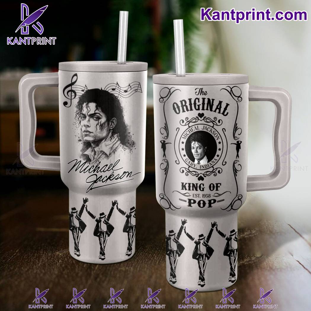 Michael Jackson Music Custom Stanley Quencher 40oz Stainless Steel Tumbler With Handle