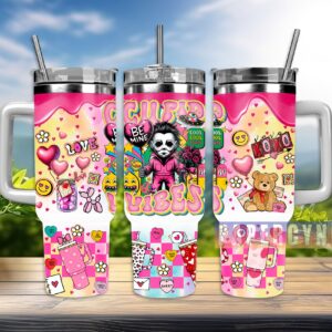 Michael Myers Halloween Custom Stanley Quencher 40oz Stainless Steel Tumbler With Handle